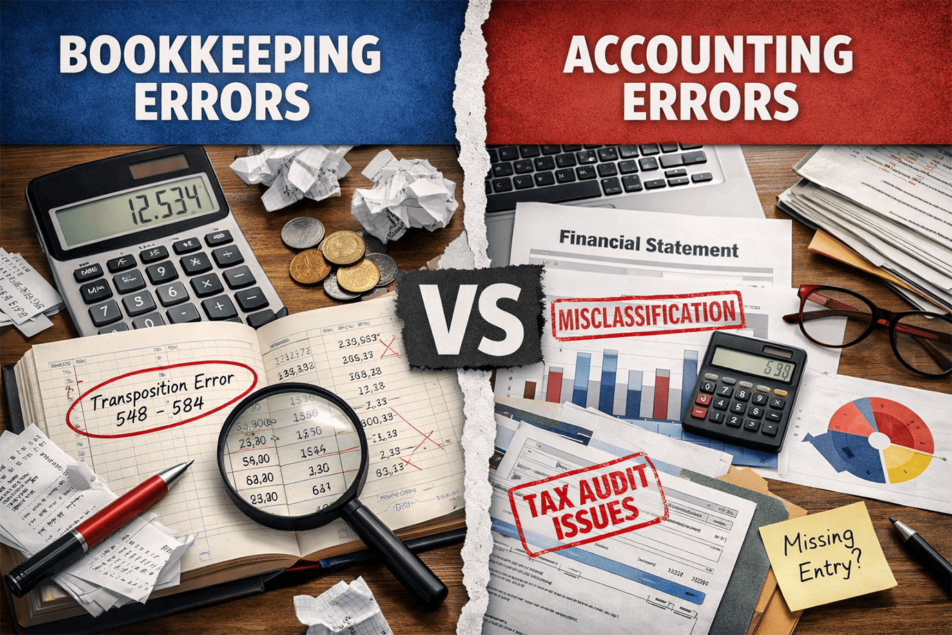 Difference between Bookkeeping Errors and Accounting Errors